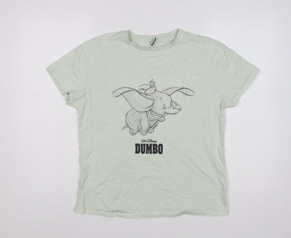 George Women Green Size 8 Disney Dumbo Cotton Crew Neck T-Shirt