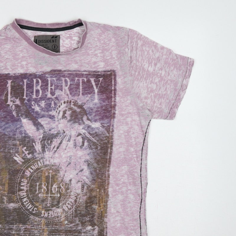 Dissident Men's Pink M Liberty New York Graphic Print Crew Neck T-Shirt