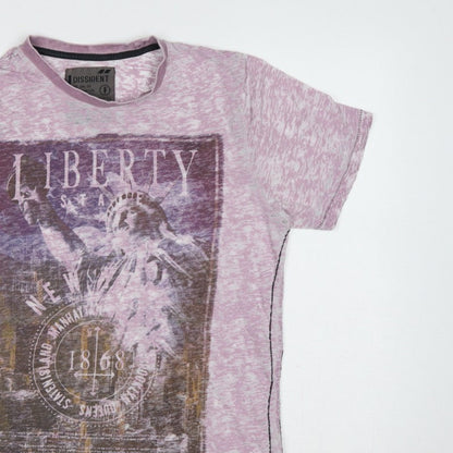 Dissident Men's Pink M Liberty New York Graphic Print Crew Neck T-Shirt