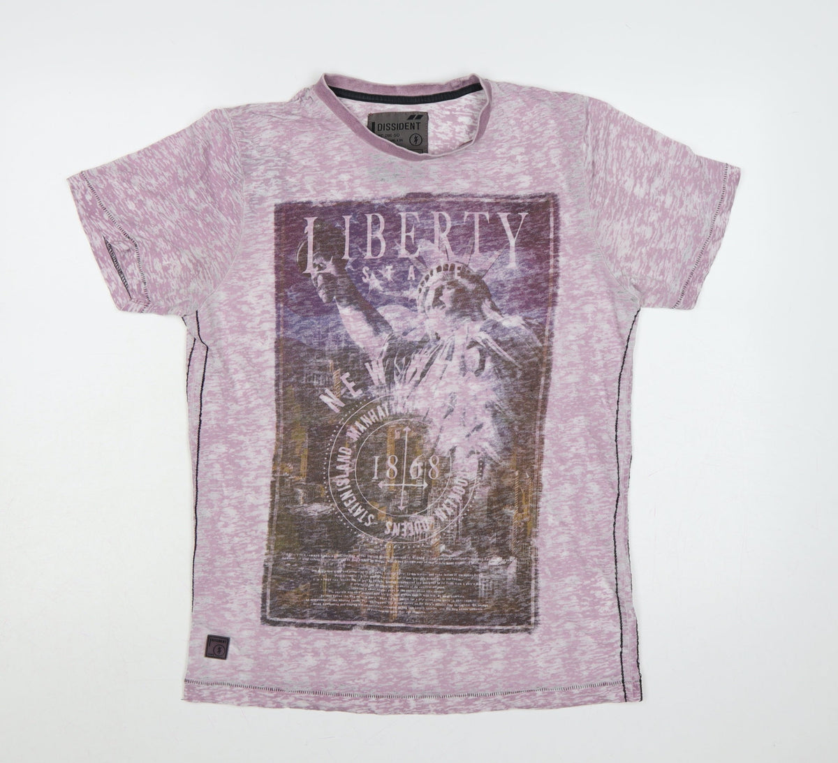 Dissident Men's Pink M Liberty New York Graphic Print Crew Neck T-Shirt