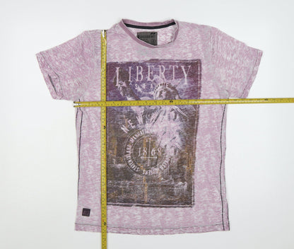 Dissident Men's Pink M Liberty New York Graphic Print Crew Neck T-Shirt