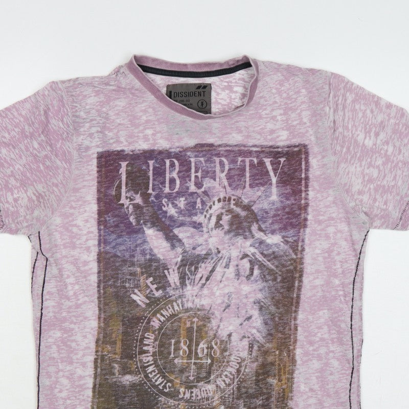 Dissident Men's Pink M Liberty New York Graphic Print Crew Neck T-Shirt