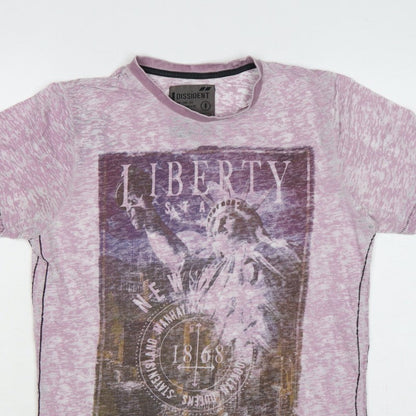 Dissident Men's Pink M Liberty New York Graphic Print Crew Neck T-Shirt