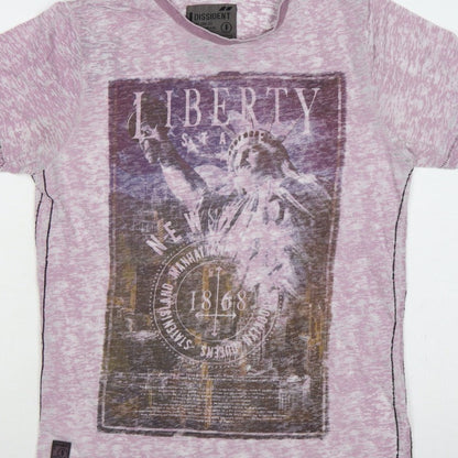 Dissident Men's Pink M Liberty New York Graphic Print Crew Neck T-Shirt