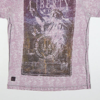 Dissident Men's Pink M Liberty New York Graphic Print Crew Neck T-Shirt