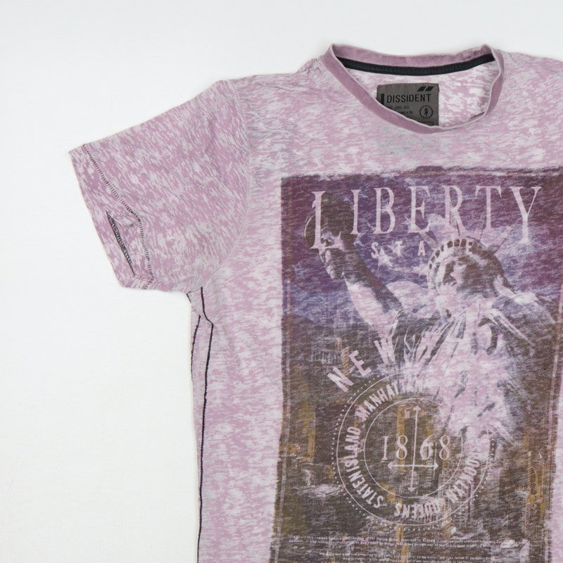 Dissident Men's Pink M Liberty New York Graphic Print Crew Neck T-Shirt
