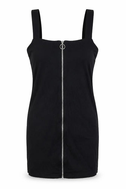 Monki Women Black UK 14 Basic Zip Front Sleeveless Bodycon Mini Dress