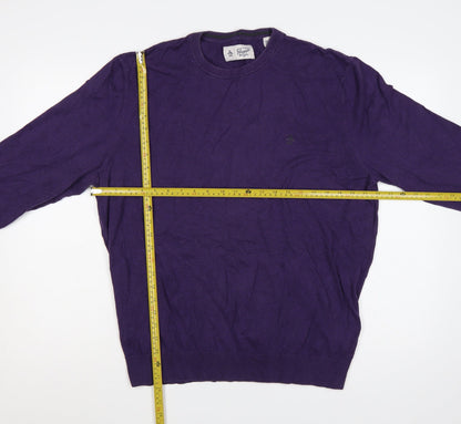 Original Penguin Men Purple XXL Cotton Crew Neck Logo Pullover Jumper