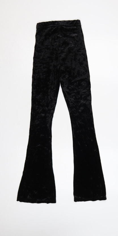 Topshop Women’s Black Petite UK 4 Velvet Flared Leggings
