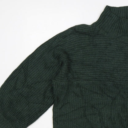 Monki Women Green L Chunky Knit High Neck Oversized Jumper