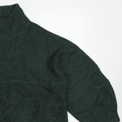 Monki Women Green L Chunky Knit High Neck Oversized Jumper
