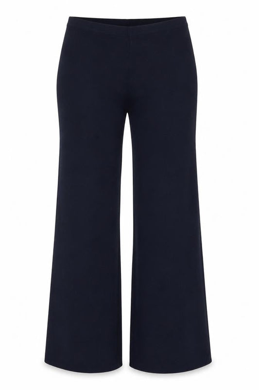 H&M Women’s Navy Blue UK 6 Ribbed Flared Stretch Trousers