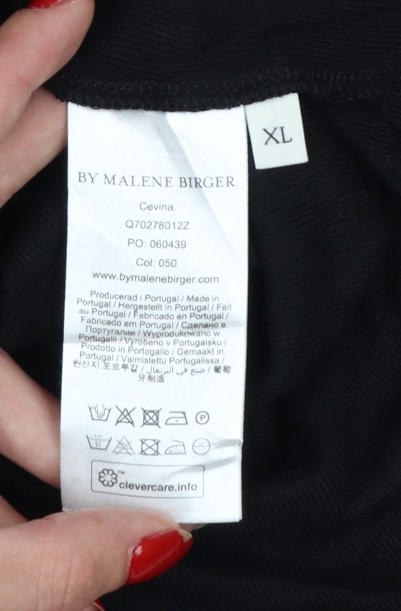 By Malene Birger Women Black XL Cevina Lyocell Scoop Neck T-Shirt