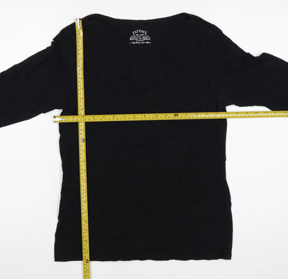 Fat Face Women’s Black UK 14 Cotton Modal 3/4 Sleeve Tunic T-Shirt