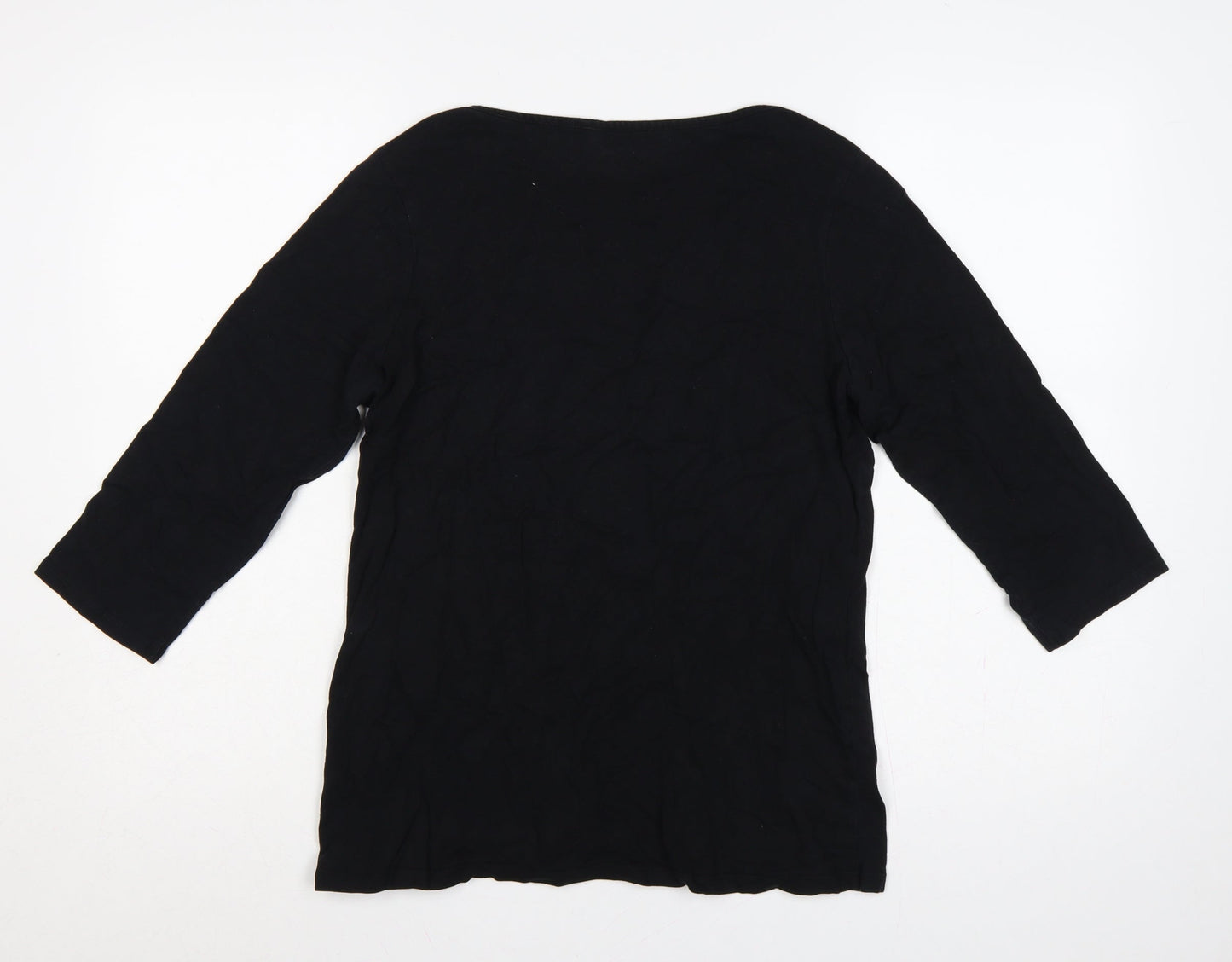 Fat Face Women’s Black UK 14 Cotton Modal 3/4 Sleeve Tunic T-Shirt