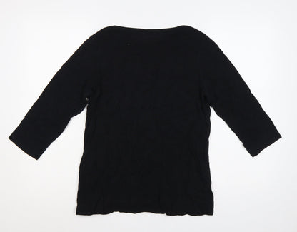 Fat Face Women’s Black UK 14 Cotton Modal 3/4 Sleeve Tunic T-Shirt