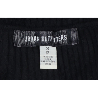 Urban Outfitters Women Black S Petite Cropped Rib Knit Wrap Blouse