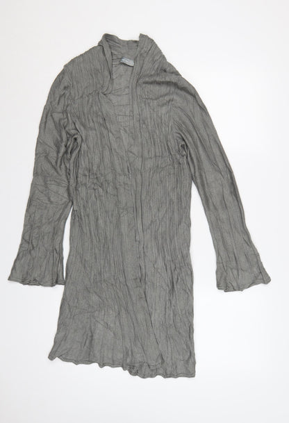 Per Una Women Grey Size 14 Longline Open Knit Cardigan Bell Sleeves