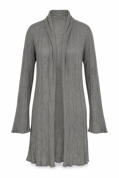 Per Una Women Grey Size 14 Longline Open Knit Cardigan Bell Sleeves