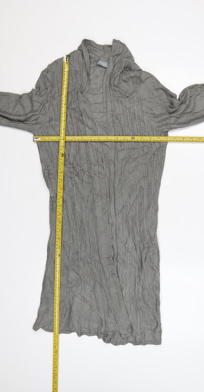 Per Una Women Grey Size 14 Longline Open Knit Cardigan Bell Sleeves