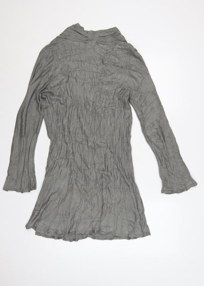 Per Una Women Grey Size 14 Longline Open Knit Cardigan Bell Sleeves