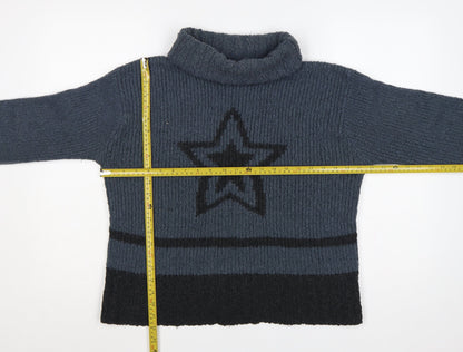 River Island Women Grey L Roll Neck Star Pullover Knit Jumper