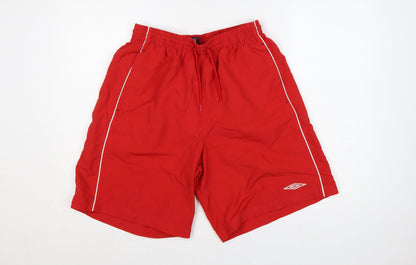 Additional front view of Umbro Men’s Red L Swim Shorts Mesh Lined Drawstring Sports