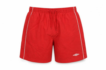Front view of Umbro Men’s Red L Swim Shorts Mesh Lined Drawstring Sports