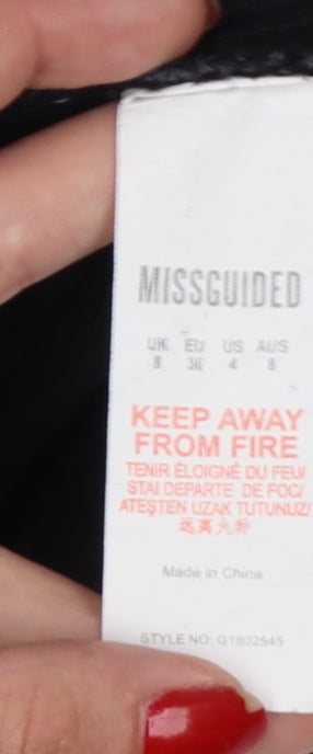 Brand and care label for Missguided Women Black UK 8 High Rise Distressed Denim Mini Pencil Skirt