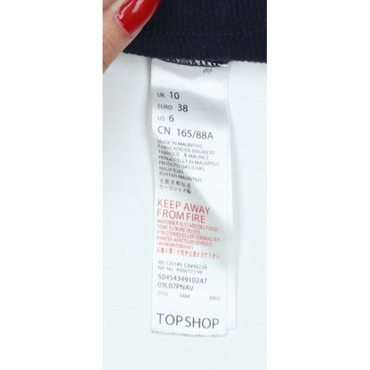 Topshop Women Blue UK 10 Slim Rib Knit Half Zip Collared Polo Top