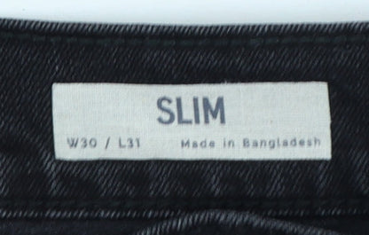 Marks & Spencer Men’s Black Slim Straight Jeans W30 L31 Stretch