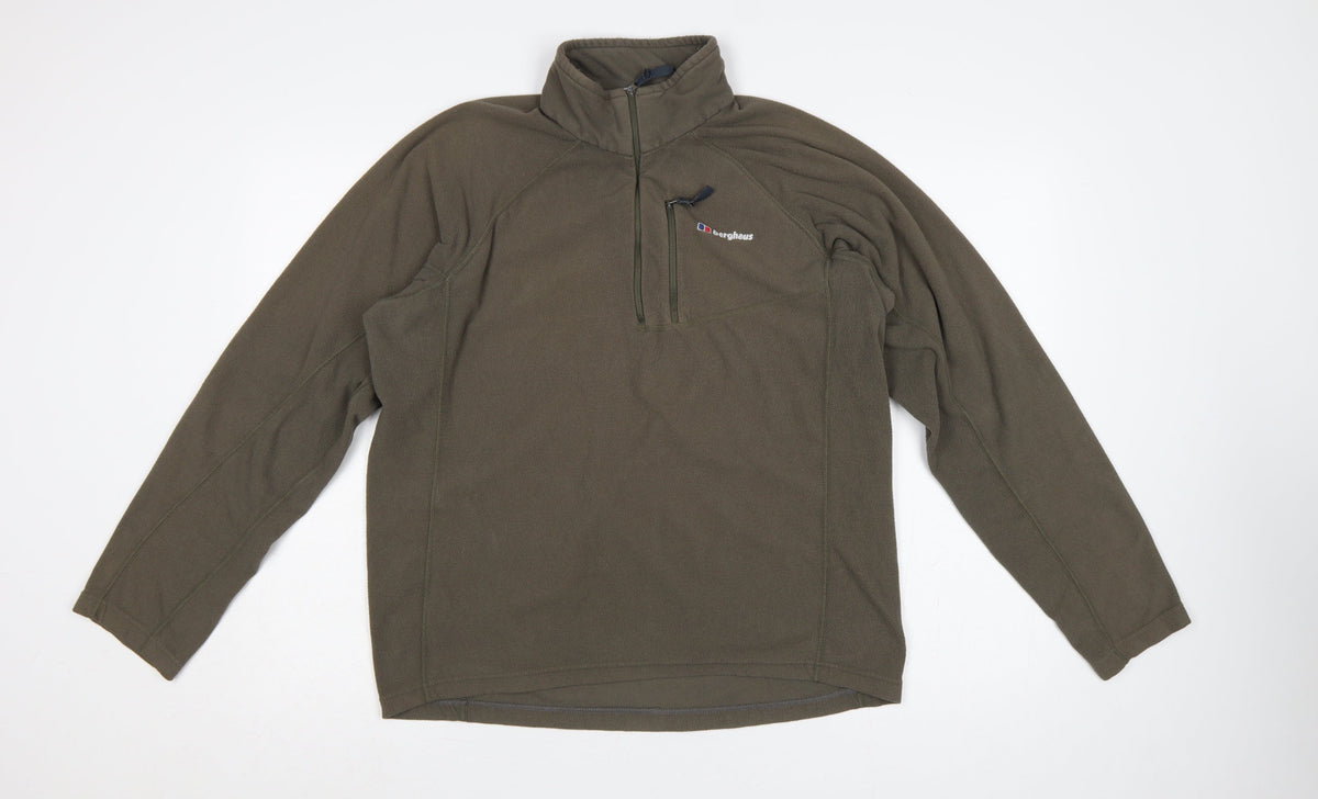 Berghaus Men’s Brown L Fleece 1/4 Zip High Neck Outdoor Sweatshirt