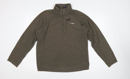 Berghaus Men’s Brown L Fleece 1/4 Zip High Neck Outdoor Sweatshirt