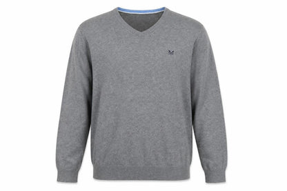 Crew Clothing Company Men’s Grey L Cotton Cashmere V-Neck Pullover Jumper