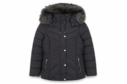 New Look Women’s Black Petite UK 8 Hooded Faux Fur Puffer Coat