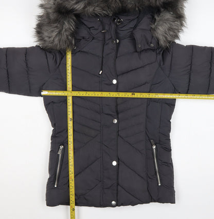 New Look Women’s Black Petite UK 8 Hooded Faux Fur Puffer Coat