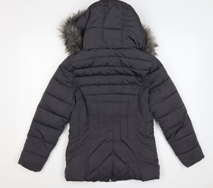 New Look Women’s Black Petite UK 8 Hooded Faux Fur Puffer Coat