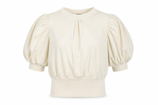 French Connection Women Ivory XS Puff Sleeve High Neck Blouse
