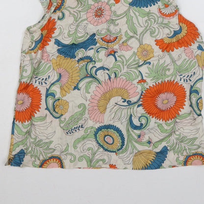 J.Crew Women Multicoloured Size 8 Floral Ruffle Keyhole Blouse