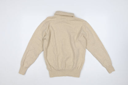 House of Bruar Women's Beige M Lambswool Roll Neck Knit Jumper