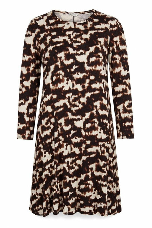 Marks & Spencer Women Brown Animal Print Long A-Line Dress UK 22