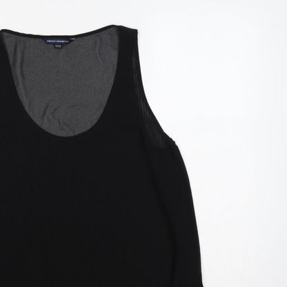 French Connection Women Black UK 14 Pleated Sheer Scoop Neck Tank Top