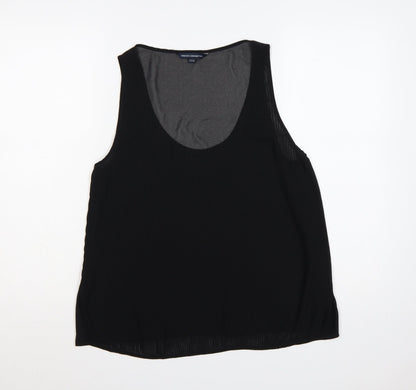 French Connection Women Black UK 14 Pleated Sheer Scoop Neck Tank Top