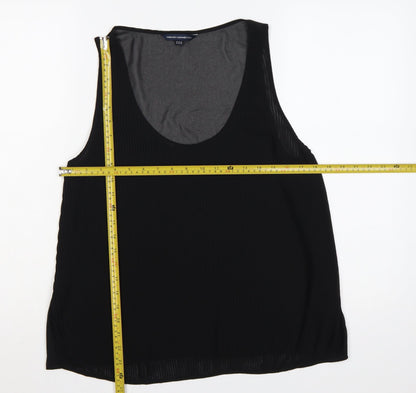 French Connection Women Black UK 14 Pleated Sheer Scoop Neck Tank Top