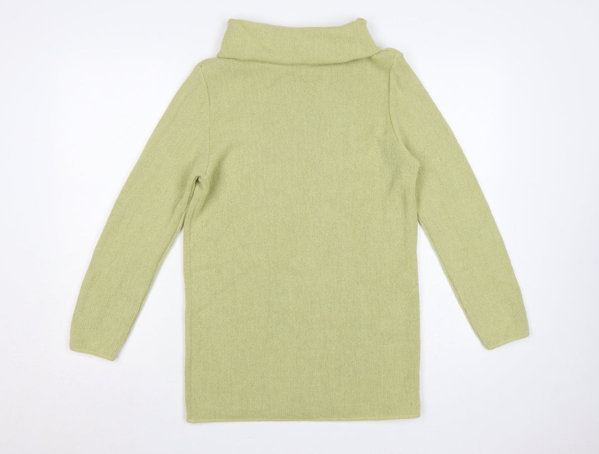 Spirit of the Andes Women Green Alpaca Roll Neck Tunic Jumper S