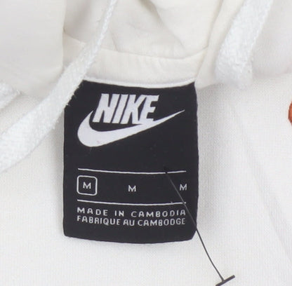 Nike Men’s Ivory M Pullover Hoodie Logo Cotton Blend