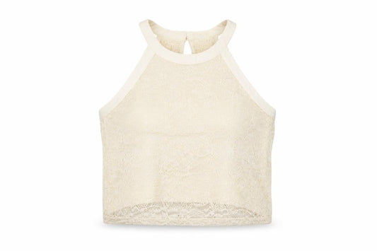 Hollister Women Ivory S Lace Halter Camisole Tank Top Stretch