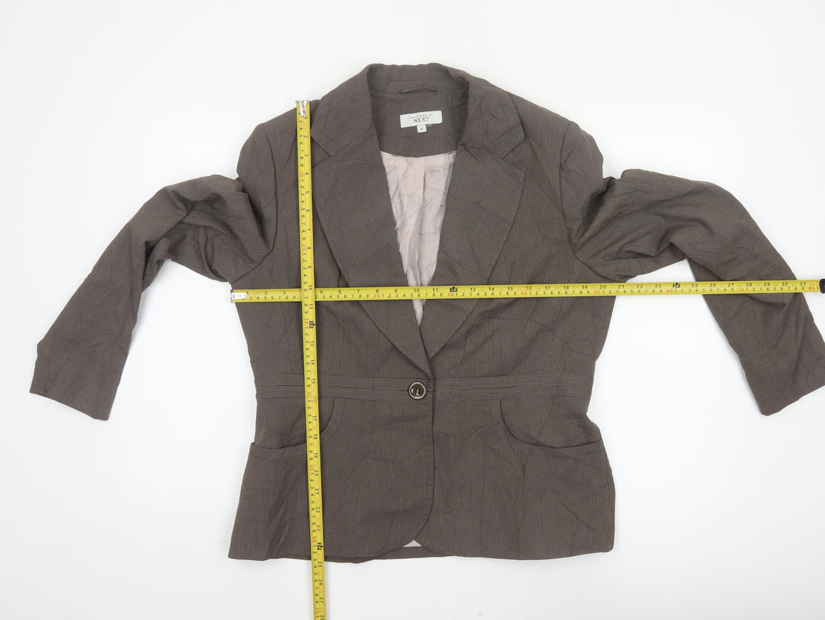Next Women’s Brown Pinstripe Tailored Blazer Jacket UK 16 Business