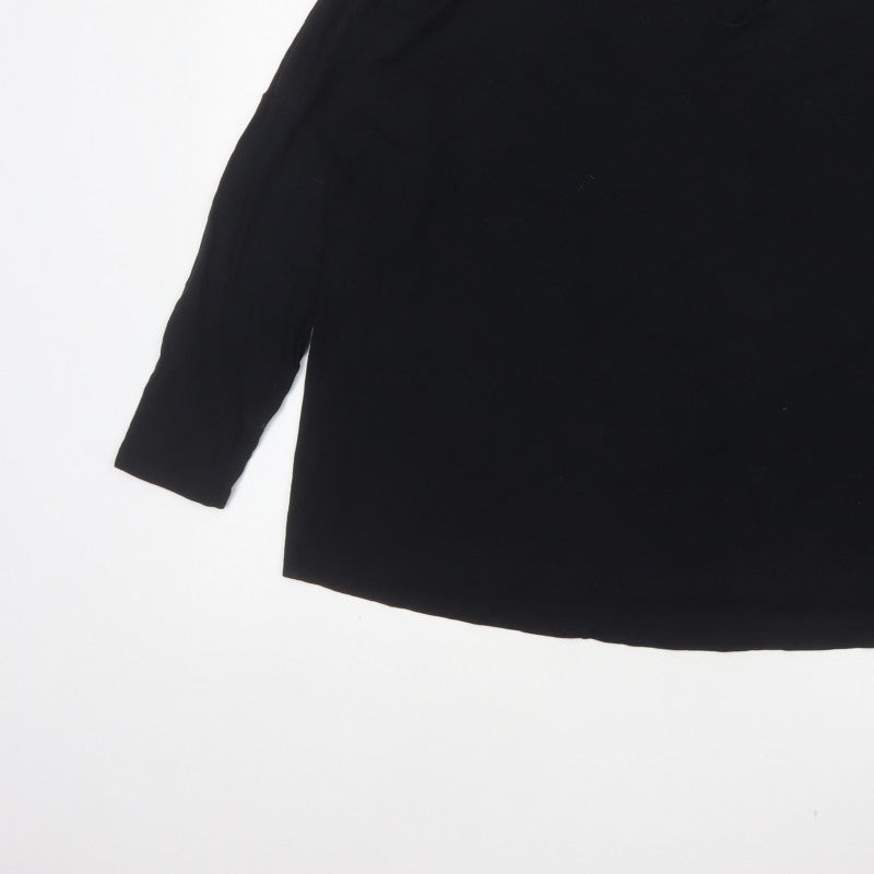 Simply Be Women’s Black Size 22 V-Neck Strap Detail 3/4 Sleeve Blouse
