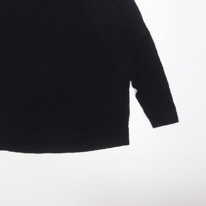 Simply Be Women’s Black Size 22 V-Neck Strap Detail 3/4 Sleeve Blouse